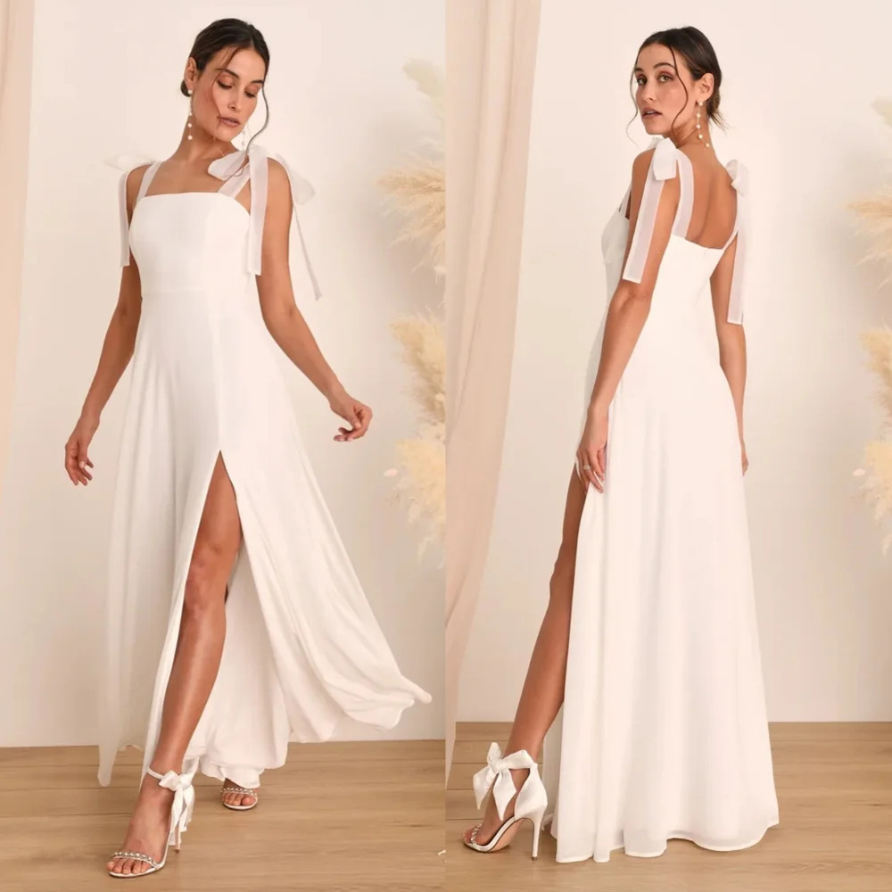 Lulus Radiant Romance White Tie-Strap Maxi Dress S Wedding Party Bridal Formal